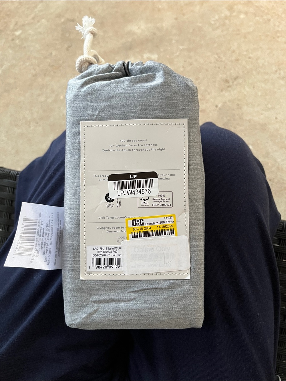 Casaluna Gray Sheet Set with Slate Blue Throw - Picture 5 of 5